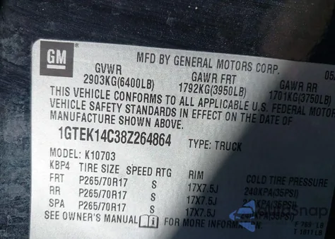 2008 GMC Sierra 1500 Work Truck z USA, uszkodzony, nr VIN 1GTEK14C38Z264864